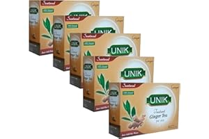 Unik Ginger Masala Tea Sweet Pre-Mix - 220g Instant Powder (Pack of 5) - Sweetened Version