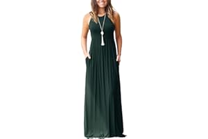 PCEAIIH Women's Casual Sleeveless/Long Sleeve/Short Sleeve Deep V Maxi Dress Loose Long Dresses with Pockets