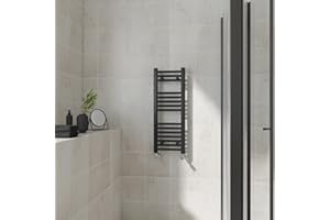 Warmehaus Straight Heated Towel Rail Black Bathroom Ladder Style Radiator Central Heating 800x300mm