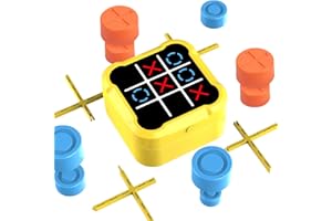 KIMIGO Tic Tac Toe,Morpion Electronique, 5 en 1 Smart Games Console de Jeux Portable,Entraînez Pensée Stratégique Capacités de Réaction Rapide pour Enfants Adultes(Jaune)