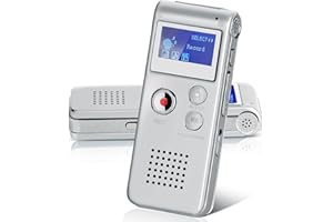 Helterfolg 8GB Dictaphone, Portable Sound Audio Recorder, USB Rechargeable Mini Voice Recorder with Multifunctional Digital Audio & MP3 Play (Silver)