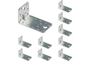 VHG Schwerlast Winkelverbinder mit Sicke 10er Set (90 x 50 x 55 x 2) - 90 Grad L Klammern Eckwinkel, Verzinkt Holzverbinder, Verstärkt Schwerlast Winkel Stütze für Holz- Bauwinkel für Möbelverbinder