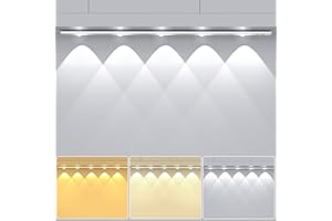 OUILA LED Armario con Sensor de Movimiento, 55CM Luces LED Cocina Bajo Mueble Sin Enchufe 2200mAh Lampara Bateria Recargable 3 Temperatura Color 3000K/4000K/6000K para Armario Cocina Entrada Decor