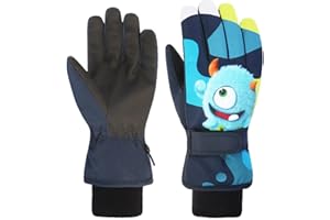 TONIFAY Handschuhe Kinder Winter Schneehandschuhe Skihandschuhe Fahrradhandschuhe für 2-13 Jahre Mädchen Jungen PU Palme Wasserdicht Winddichte Warm Fleece Winterhandschuhe Skifahren Snowboard