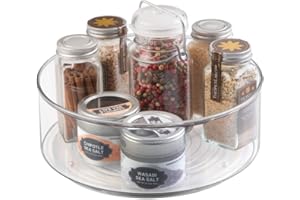 mDesign Especiero giratorio para armario y mesa de cocina – Práctico estante para utensilios de cocina – Plato giratorio de plástico para especias – transparente