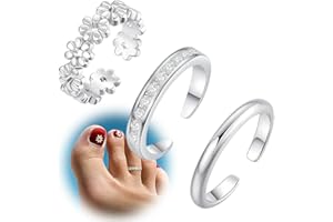 LQIOACU 3 Pezzi Anelli Piedi Donna, Anello per la punta in argento 925 anelli per dito moda anello congiunto per donne ragazze ipoallergenico anelli per piede da spiaggia gioielli Gioielli Piede
