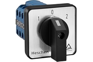 Heschen Interruptor de cambio de selector de leva rotativa universal, LW28-20/D404.4, 660V 20A, 3 posiciones, 4 fases, 16 terminales, CE