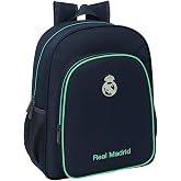Safta | Large School Backpack with Trolley Real Madrid 25/26, Removable, 27x10x67cm, Padded Ergonomic Shoulder Pads, Bottle H
