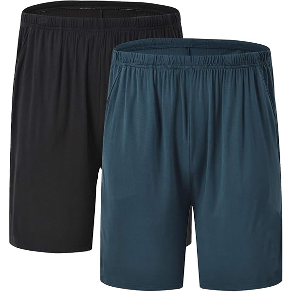 Amy Coulee Slaapbroek voor heren, kort, katoen, 4, lichte slaapshorts, korte pyjamabroek, pyjamabroek met zakken, groen, L
