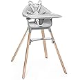 Stokke Clikk High Chair, Cloud Grey - All-in-One High Chair with Tray + Harness - Light, Durable & Travel Friendly - Ergonomic with Adjustable Features - Best for 6-36 Months or Up to 33 lbs