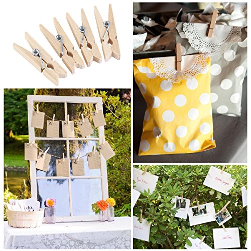ULTNICE 3.5 cm Mini Holz Wäscheklammer Foto Handwerk Clips – 100pcs - 6