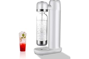 Skyehomo Cordless Sparkling Water Maker with automatic pressure relief, 1L Portable PET Bottle screw connect, CO2 Soda Maker quiet opening, White Water Carbonator for Home Kitchen wo/ CO2 Cylinder