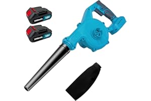 BUANKAD Cordless Leaf Blower, 18V Cordless Garden Vacuum with 2PCS 3.0Ah Battery and Charger, 2-in-1 Compact Garden Blowers with Tube & Dust Bag, Air Speed of Up to 300km/h for Lawn Care, Courtyard Wood Chips
