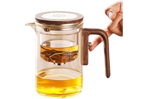 TAOZHUGONG Tea Pot Enchanti-Teekanne, Enchantipot Magic Tea Pot Magische Teekanne mit Wassertrennung, Press Control Magic Tea Pot with Wooden Handle (600 ml - Holzfarbe)