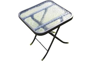 GARDEN MARKET PLACE Metal Framed Glass Top Folding Garden Side Table
