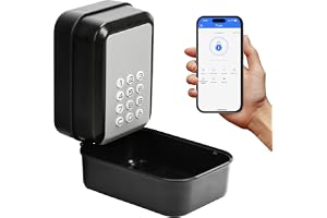 Smart Nyckelbox, Elektronisk Nyckelskåp med Sifferkod Utomhus, Bluetooth Nyckellåda Väggmontering med 6-Siffriga Sifferkod, Vattentät Nyckelsäkerhet för Hus, Garage, Lägenhet, Semesterbostad