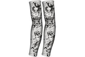 Uteruik Fake Temporäre Tattoo Sleeve Cover UV Schutz Arm Sleeves - Cooling Sonnenschutz Armstrümpfe für Mann Frau 1 Paar (#E)