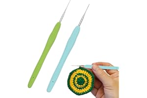 CALDAMN 2 Stück Spitze Häkelnadeln 0.5mm 0.6mm mit Weicher Griff Ultrafeine Häkelnadelset Kleine Größen Häkelnadel Häkeln Ideal für Spitze und Dünnes Garn Mini Häkelnadel Set