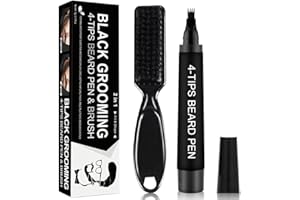 NAILPRETTY Crayon Barbe,Beard Pencil Filler For Men with Bristle Beard Brush,stylo à barbe étanche,Kit De Stylo De Remplissage,Natural LookingBarber Pencil Mustache Kit for Men,avec Brosse (Noir)
