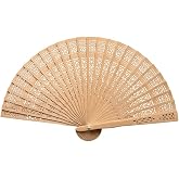 Lavderuar Doğal Ahşap Yelpaze - 34x20 cm El Yelpazesi, Katlanabilir Ahşap Tasarım, Yazlık Taşınabilir Serinleme Aksesuarı ve 