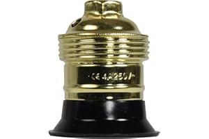 GEFOM Douille Électrique E27 – Acier Laitonné Doré – Culot à Vis Standard – Accessoire de Rénovation ou Fabrication Luminaire