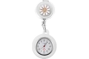 ibasenice Krankenschwester Revers Uhr Arzt Clip auf Versenkbare Niedlichen Blumenmuster Silikon Abdeckung Abzeichen Anhänger Taschenuhr Medizinische Taschenuhr