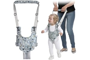 Bambebe Arnes Ajustable, Andador para Bebés de 6 a 28 Meses, Correa Para Caminar (Azul-Floral)