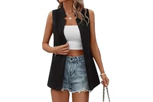 YONGHONGKEJI OutFyt Chaleco De Mujer Cárdigan Sin Mangas Frente Abierto Blazer Chaleco Chalecos con Forro De Oficina Top con Cuello En V Chaqueta Ligera De Verano Chaleco Traje De Esmoquin Chaleco