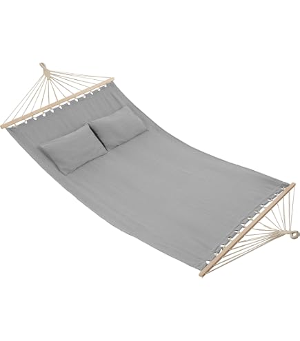 Amaca Da Giardino Con Supporto In Acciaio, Grigio, 230x160 Cm – Portata 220 Kg, Morbida In Cotone, Perfetta Per Relax In Due - 6