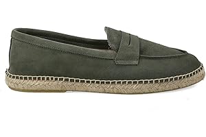 PAYMA - Herren Leder Espadrilles Sommerpantoffeln. Wildleder Mokassin Loafer Sandalen. Freizeitschuhe. Sommerschuhe für Herren. Gummi und Jute Schuhboden. Braun, Marineblau und Khaki.