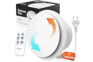 SBONNI aspiratore bagno 100 mm - Ventola Aspirazione Silenzioso con Telecomando, 2 Direzioni, 2 Velocità - Potente Aeratore Bagno con Funzione Memoria, 95m³/h / 130m³/h 12W Aspiratore Cucina Garage