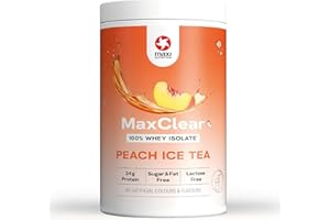 ‎MAXINUTRITION MaxiNutrition MaxClear Peach Ice Tea, Protein Eistee, 100% Clear Whey Protein Isolate, 420g, 80% Eiweißanteil, erfrischend, kalorienarm, ohne künstliche Aromen