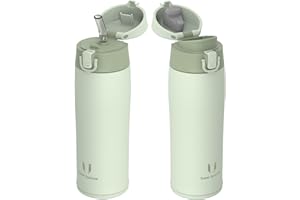 Super Sparrow Gourde Isotherme - INOX Bouteille Isotherme - 500ml - Mug Isotherme Étanche - Gourde Enfant sans BPA - Comprend 2 Couvercles avec Paille et Couvercle Sport