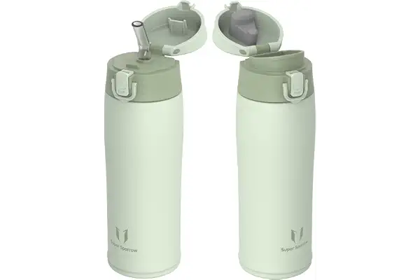 Super Sparrow Botella Agua Acero Inoxidable - Botella Termica - 350ml / 500ml / 750ml / 950ml - Termo Sin BPA, Botella de agua para niños - Incluye 2 Tapas : con Pajita y con Boquilla