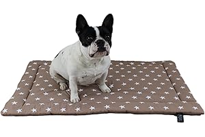 ‎HS-HUNDEBETT Made in Germany rutschfeste Hundedecke Sommer, Sterne Beige, 75x115cm für kleine & große Hunde I weiche Kuscheldecke, waschbar, trocknergeeignet