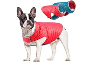 FUNAT Doppelseitige Super Warme Hundejacke, Leichter doppelseitiger Pet-Baumwollmantel, Verstellbare leichte Daunenjacke für kleine mittelgroße Hunde