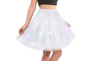 AYBUY Tutu para Mujer y Falda, Tutu y Falda de Lentejuelas Estrellas con LED Luces de Colores para Danza, Fiesta y Halloween Disfraz