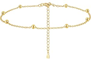 Cangall Silver Anklets for Women, 925 Sterling Silver Ankle Bracelets for Women, Adjustable Beach Barefoot Anklet String, Silver Simple Foot Chain, Ankle Chain for Summer Holiday jewellery for Girls