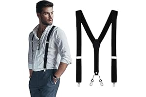 DonDon Hosenträger Herren extra stark 3,5 cm Hosenträger Herren breit in Y-Form lang - Starke Clips passend für Anzug Jeans Chinos Vintage Rockabilly Suspenders