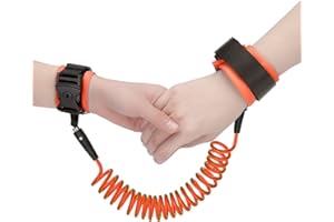 Anyfirst 2M Bracciale Sicurezza Bambino, Anti-Perso Guinzaglio per Bambini, Polso Regolabile 360 ° Girevoli Braccialetto Antismarrimento Corda Da Passeggio,Arancione