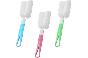 DACATOOW 3 Pcs Bottle Brush,Long Soft Bottle Brushes,Durable Bottle Brush Baby,Dishwashing Foam Cleaning Brush,Sponge Bottle Cleaning Brush,Suitable for Cups,Mugs,Kettles,Wine Glasses and Baby Bottles