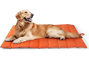‎UNIKOME UNIKOME Hundedecke Für Unterwegs rutschfeste Antistatische Und Langlebige Hundematte, Hundekissen Waschbar Mittelgroße Und Kleine Hunde, Reisebett Hund Für Reise Outdoor (Orange+Grau, 110 * 68cm)