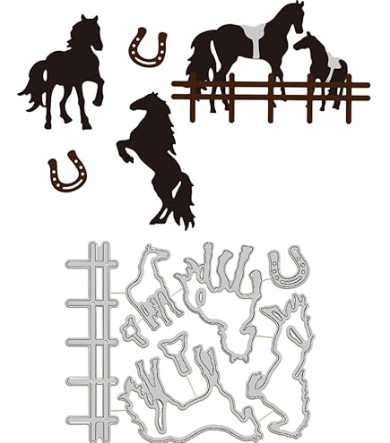 Matrices De Découpe Paysage Avec Deux Chevaux Matrices De Découpe Animaux Matrices De Découpe Matrices De Découpe Cheval Matrices De Découpe Nature, Matrices De Découpe, Pochoirs, Scrapbooking