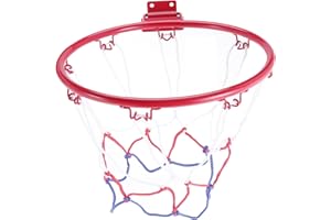 Dovhmoh 32cm Wall Mounted Basketball Hoop Netting Metal Rim Hanging Basket Basket-Ball Wall Rim with Screws Indoor Outdoor Sport