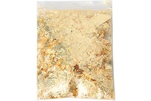 Meiyea 1 Packs of Gold Leaf Gilding Flakes Imitation Gold Metallic Foil Flakes for Nails Art, Paintings, DIY Crafts, Resin Art (Pack 3g)