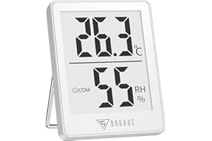 DOQAUS Igrometro Termometro Digitale, Termometro Ambiente con l'Icona di comforto, Monitor di Temperatura e umidità, Mini Termometro da Interno per Casa, Ufficio, Serra,Stanza del Bambino(Bianco)
