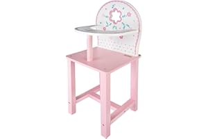 WOOMAX Trona de Madera para muñecas, Cuna Bebe Juguete 30-40 cm, Rosa y Blanco, Trona de Madera muñecas Juguetes, + 3 años (46476)