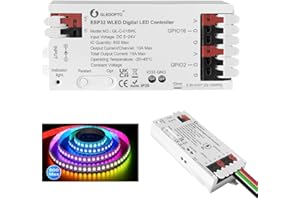 GLEDOPTO Contrôleur de bande LED ESP32 WLED 5-24 V Mode dynamique RVB DIY Port Contrôle facile FCOB Adressable Bande lumineuse pour WS2811 WS2812 SK6812 TM1814 WS2813 WS2815 (015WL)