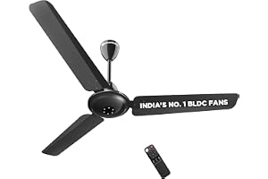 atomberg Efficio Alpha 1200mm BLDC Ceiling Fan with Remote Control | BEE 5 star Rated Energy Efficient Ceiling Fan | High Air Delivery with LED Indicators | 2 Year Warranty (Gloss Black)