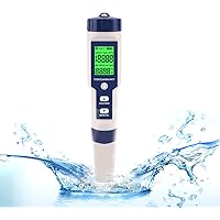 PH Messgerät, Digital PH TDS EC Temperatur 5 in 1,Wasserqualität Tester(ATC) Hoher Genauigkeit mit LCD Display